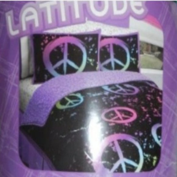 Peace Sign 11pc Comforter Queen bed in a bag/Curtain set🆕FAST📦🏃🏻💨⚡ - Picture 7 of 13